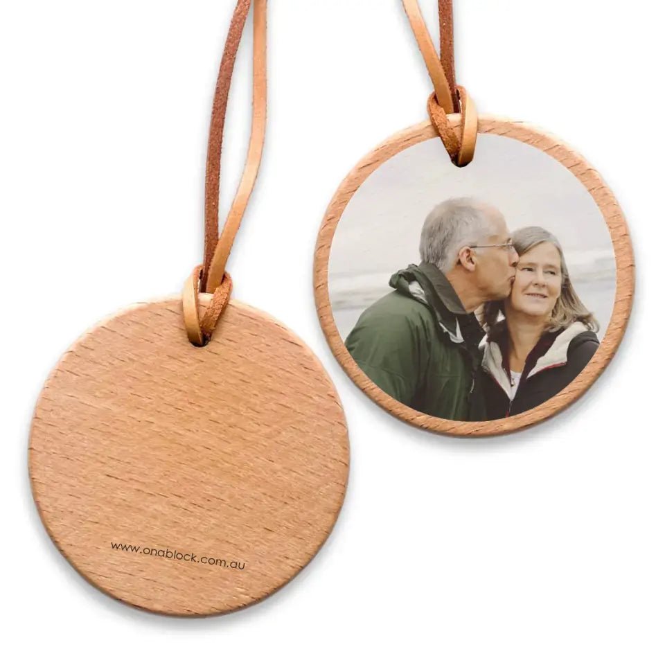 On a Block - Anniversary Photo Wood Ornament