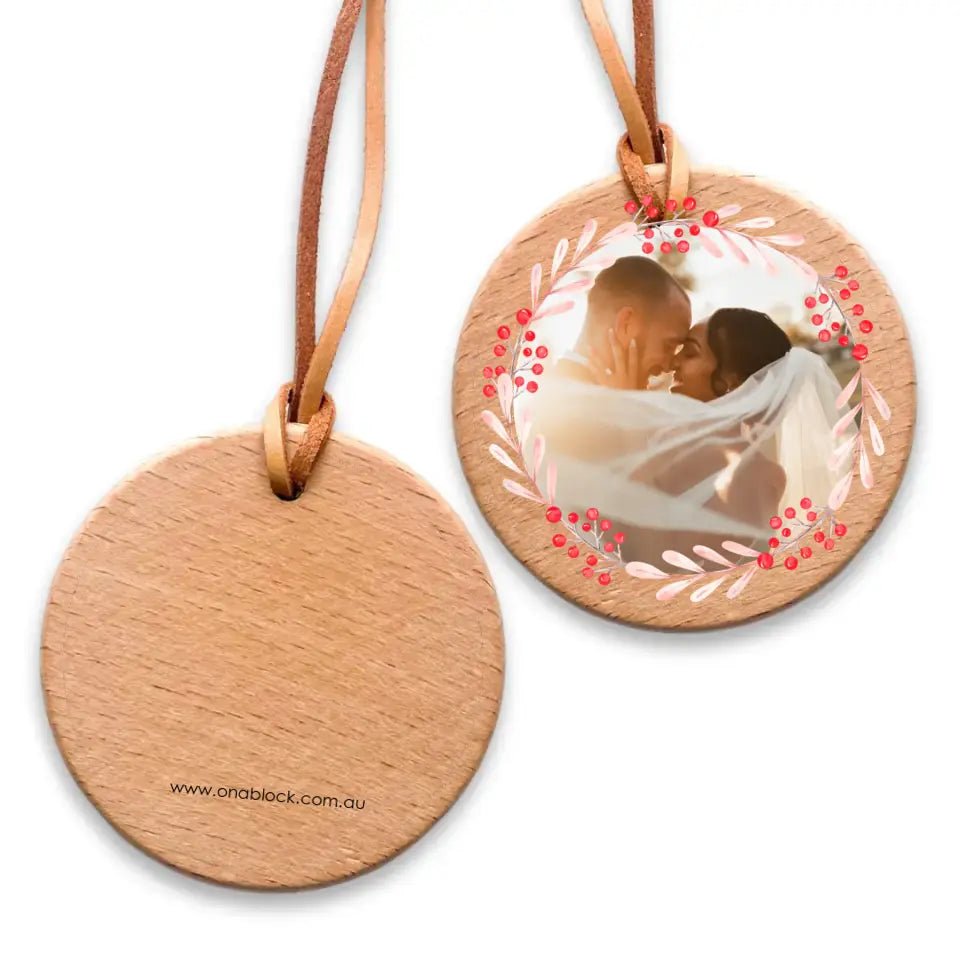 On a Block - Christmas Wood Photo Ornament - Sweet Cherry