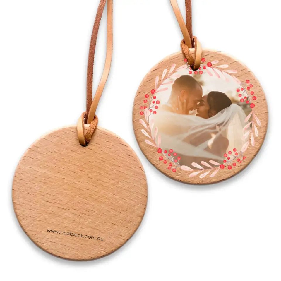 On a Block - Christmas Wood Photo Ornament - Sweet Cherry