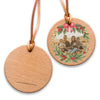 On a Block - Christmas Wood Photo Ornament - Traditional Wreath