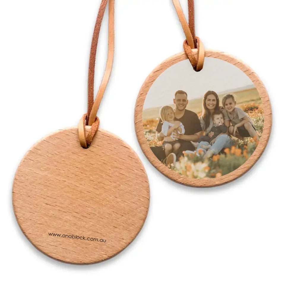 On a Block - Family Photo Wood Ornament