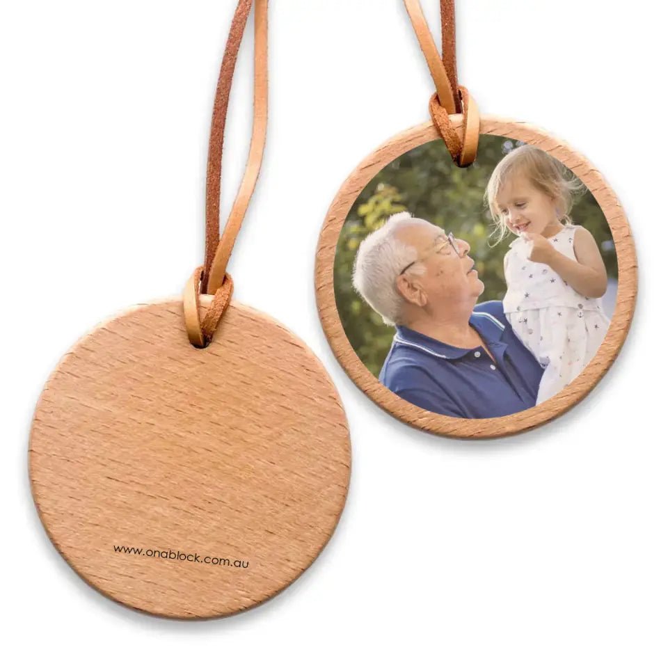 On a Block - Grandpa Photo Wood Ornament