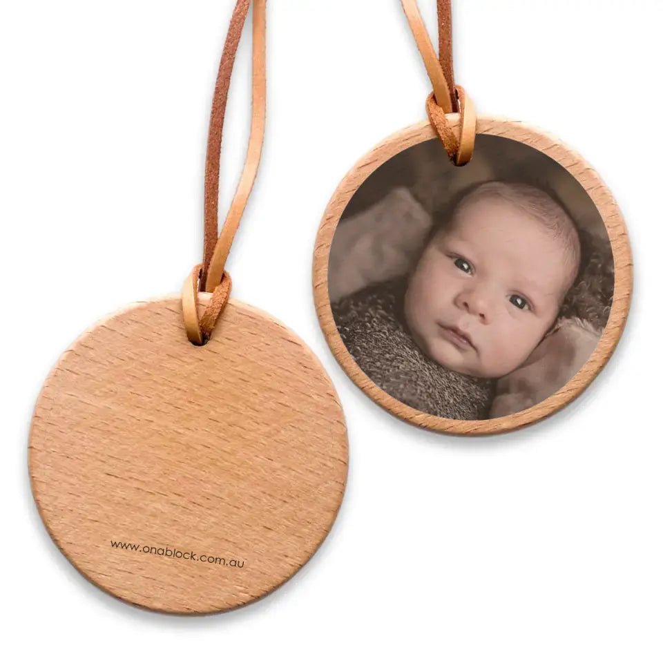 On a Block - Newborn Photo Wood Ornament